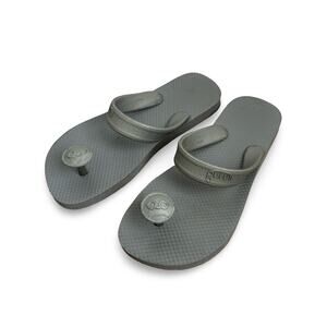 Gurus Natural Rubber Sandals Gray Indian Inspired Toe Post Sandal, Grey, S